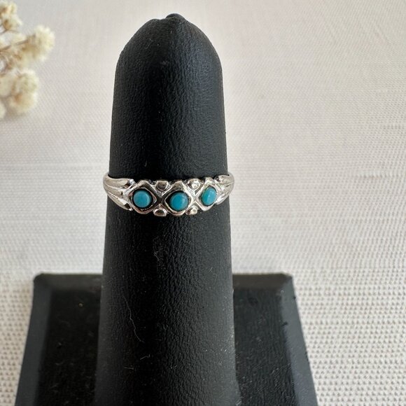 Unbranded Jewelry - Dainty Sterling Silver & Turquoise Toe Ring Or Midi Ring Size 3/4